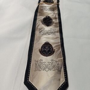 Elegant Black and Cream Men's Tie Georgio Brutinni With Clip / Chain